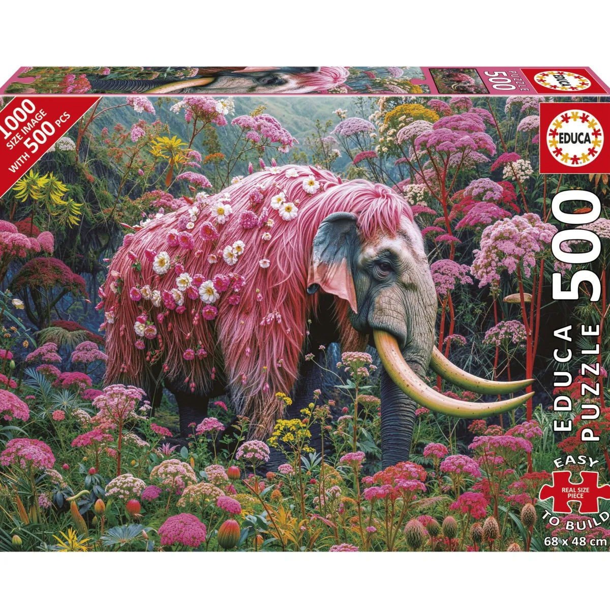 Kinderen Educa Fantasy|Dieren<Bloemenolifant- legpuzzel van 500 XL stukjes