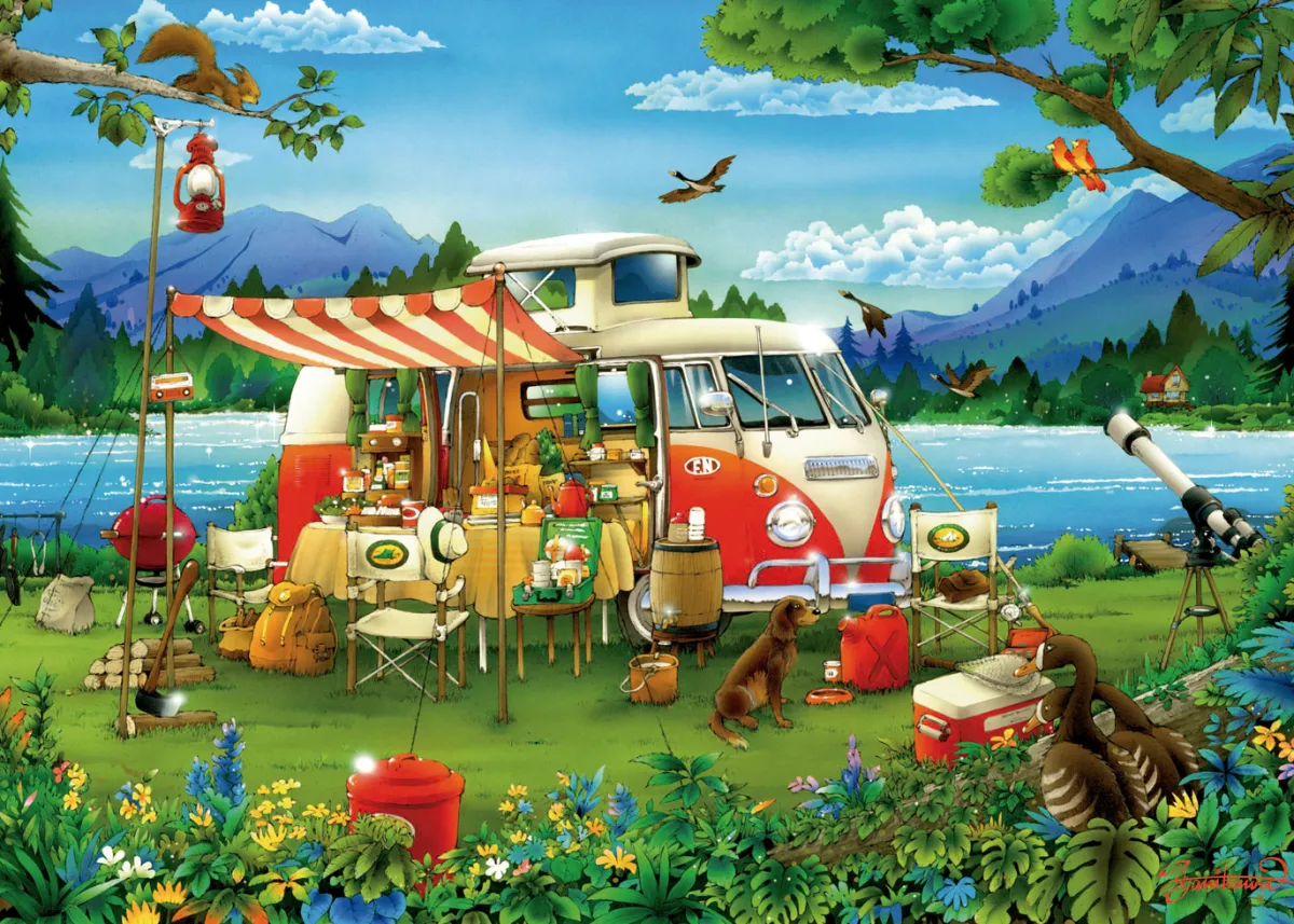 Educa Tekening|1000-1499<Camping Holiday - puzzel 1000 stukjes