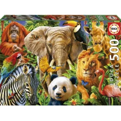 Kinderen Educa Tekening|Dieren<Collage Wilde Dieren - legpuzzel van 500 stukjes
