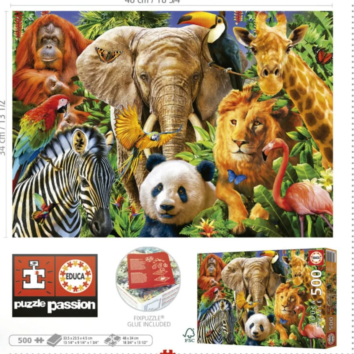 Kinderen Educa Tekening|Dieren<Collage Wilde Dieren - legpuzzel van 500 stukjes