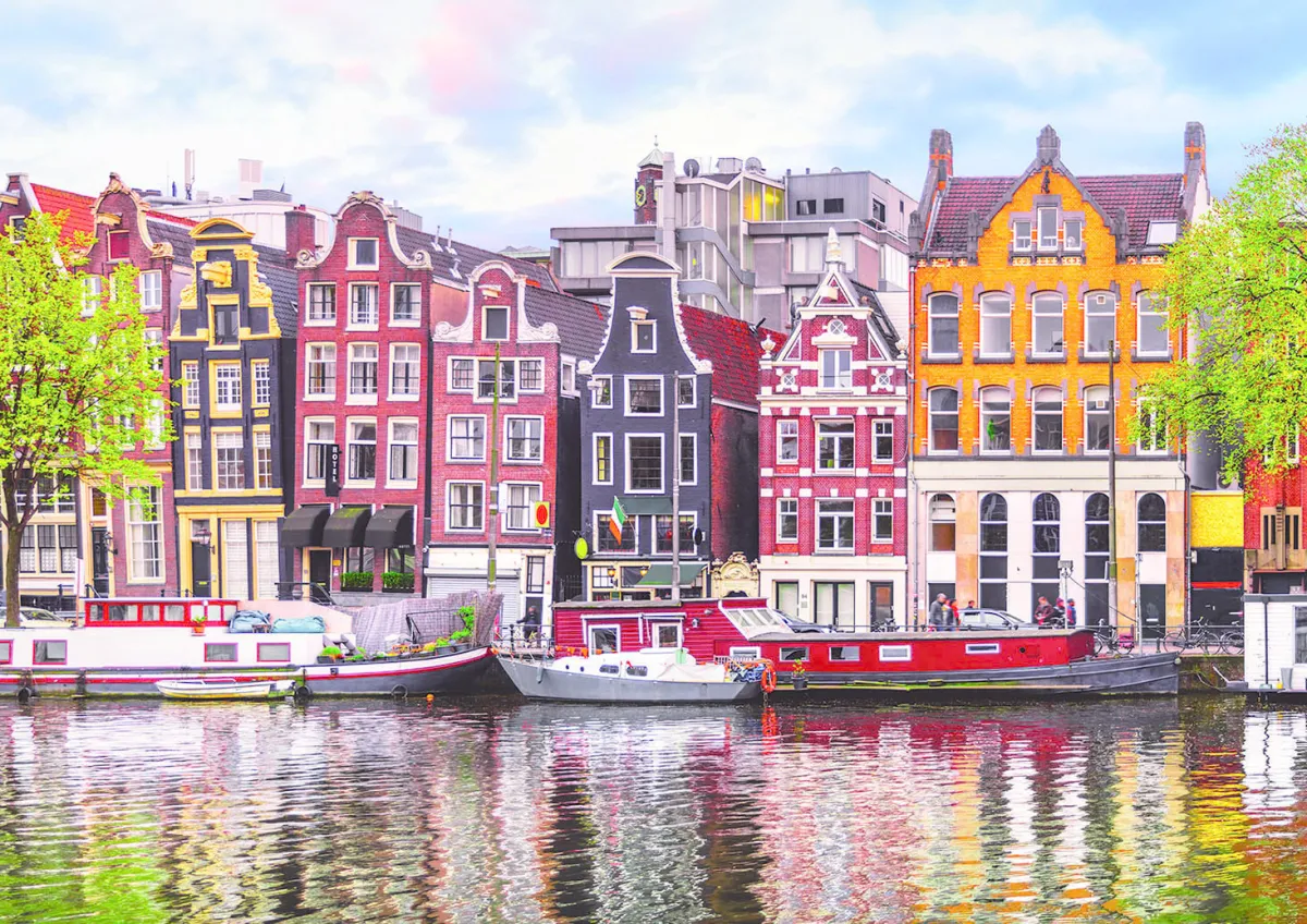 Educa Steden En Gebouwen|1000-1499<Dansende huizen in Amsterdam - puzzel 1000 stukjes