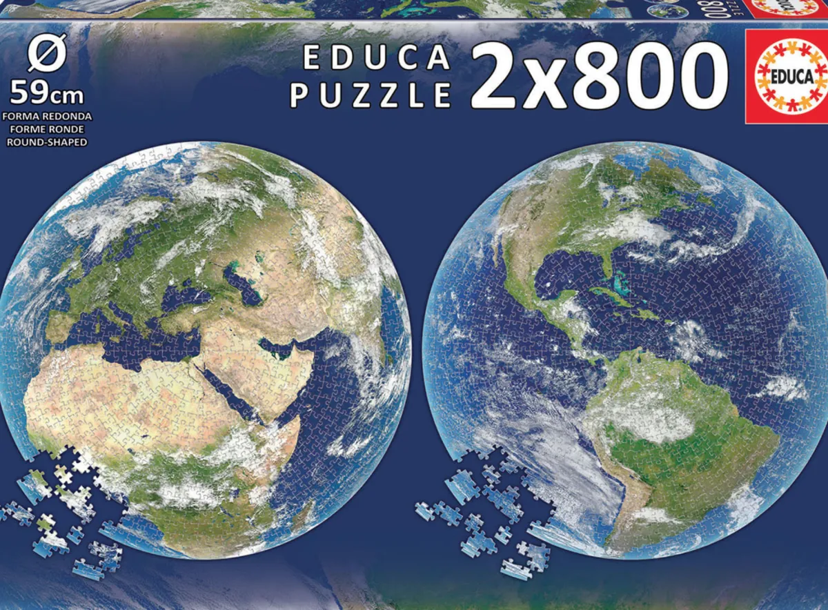 Kinderen Educa Legpuzzels|500-999<De aarde - 2 Cirkelvormige puzzels - 800 stukjes