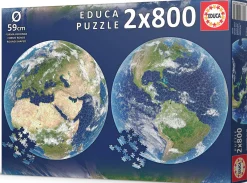Kinderen Educa Legpuzzels|500-999<De aarde - 2 Cirkelvormige puzzels - 800 stukjes