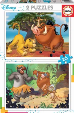 Kinderen Educa Disney, Pixar, Marvel|Legpuzzels<Disney - Leeuwenkoning - Jungleboek - 2 x 20 stukjes