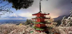 Educa Panorama|Landschappen<Fuji berg en de Chureito Pagode in Japan - puzzel van 3000 stukjes