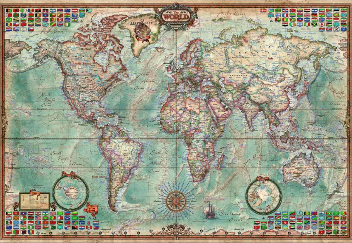 Educa Astrologie & Wereldkaarten|2000 En Meer<Grote wereldkaart - 4000 stukjes