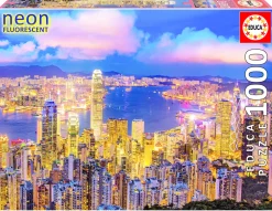 Educa Puzzel + Extra Item|Astrologie & Wereldkaarten<Hong Kong Skyline - Glow in the Dark - puzzel 1000 stukjes