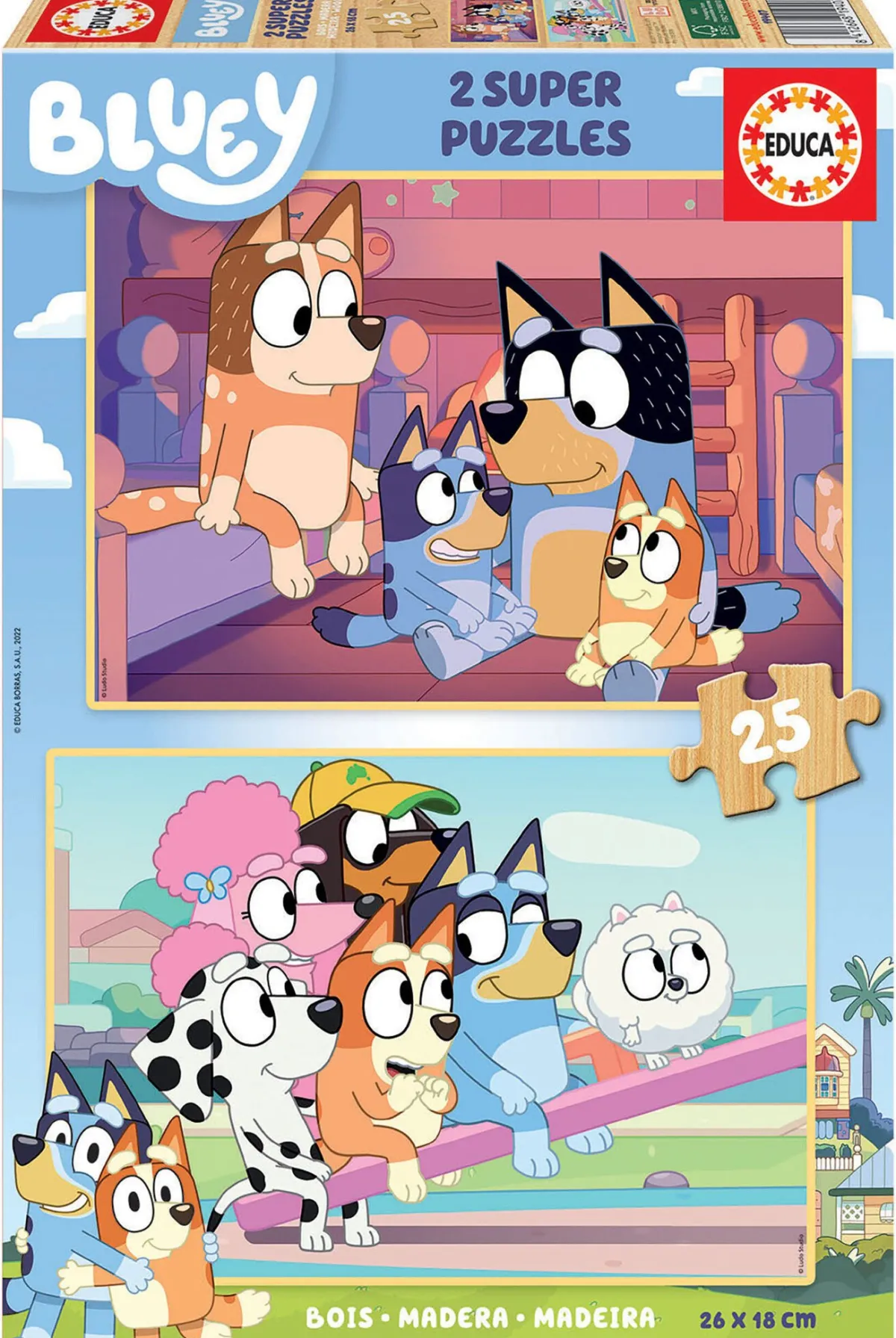 Kinderen Educa Disney, Pixar, Marvel|Legpuzzels<HOUT: Bluey - 2 x 25 stukjes