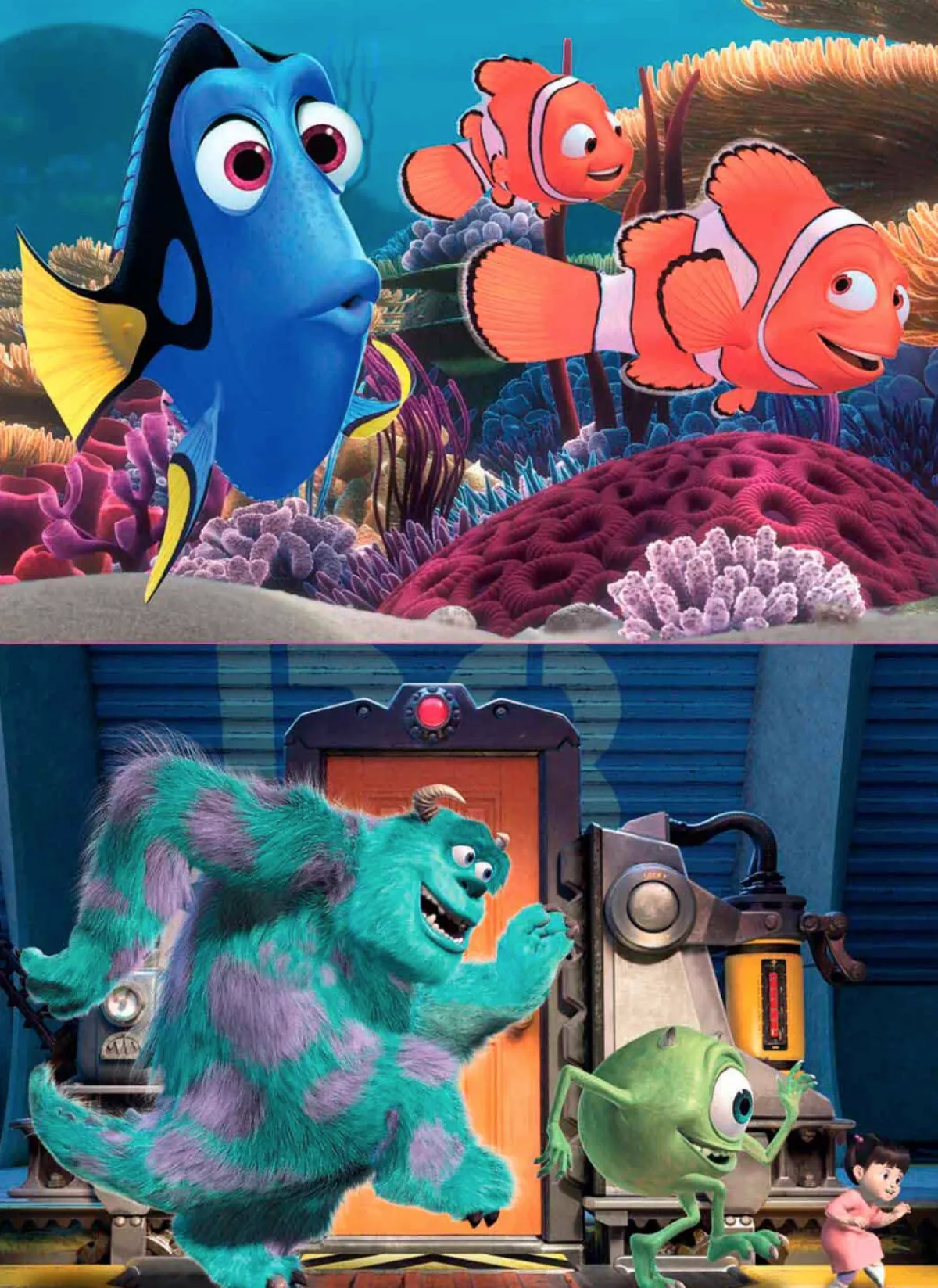 Kinderen Educa Disney, Pixar, Marvel|Legpuzzels<HOUT: Pixar - Nemo en Dory - Monsters Inc. - 2 x 25 stukjes