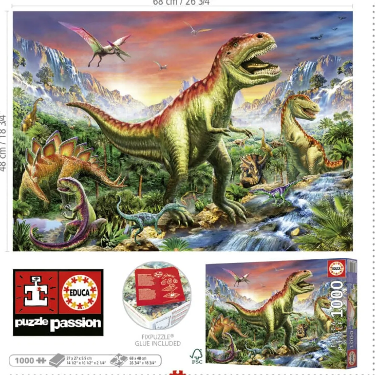 Educa Tekening|Dieren<Jurassic Forest - puzzel 1000 stukjes