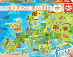 Kinderen Educa Steden En Gebouwen|Legpuzzels<Kaart van Europa - puzzel van 150 stukjes