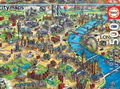 Kinderen Educa Steden En Gebouwen|Astrologie & Wereldkaarten<Kaart van Londen - legpuzzel van 500 stukjes