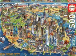Kinderen Educa Steden En Gebouwen|Astrologie & Wereldkaarten<Kaart van New York - legpuzzel van 500 stukjes