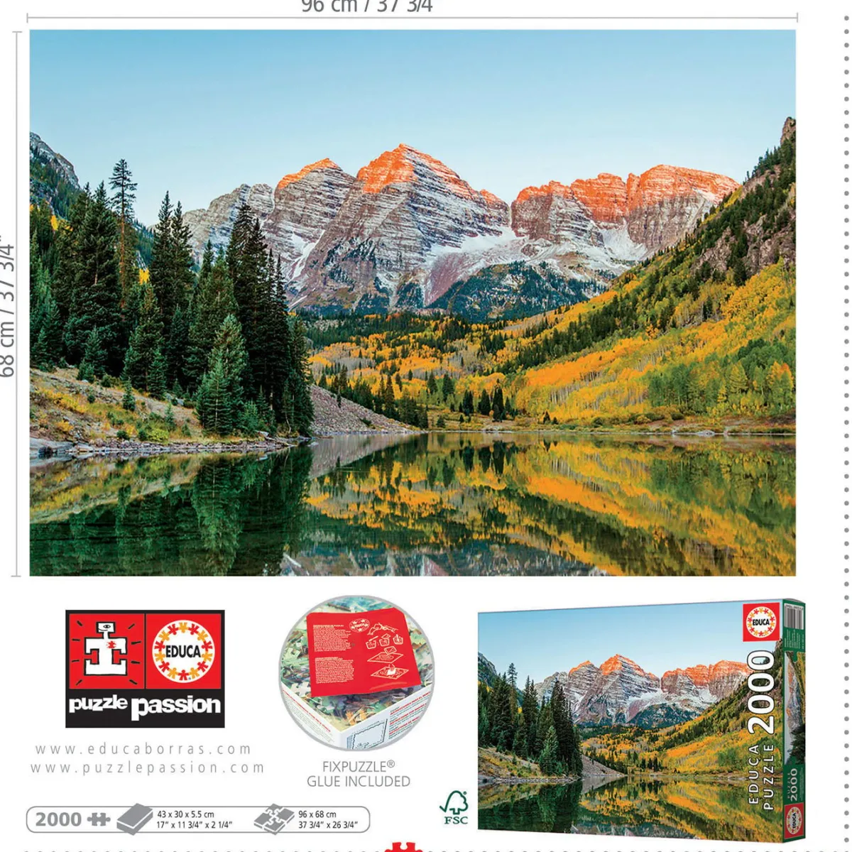 Educa Landschappen|Steden En Gebouwen<Maroon Bells - puzzel van 2000 stukjes