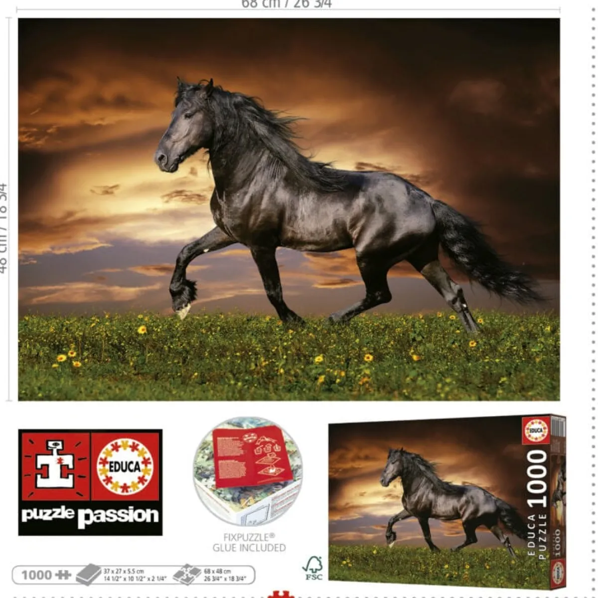 Educa Dieren|1000-1499<Paard in Draf - puzzel 1000 stukjes