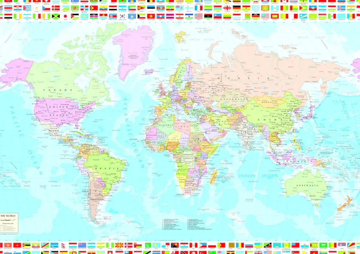 Educa Astrologie & Wereldkaarten|1500-1999<Politieke wereldkaart - legpuzzel van 1500 stukjes
