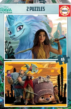 Kinderen Educa Disney, Pixar, Marvel|Legpuzzels<Raya en de laatste draak - 2 x 48 stukjes
