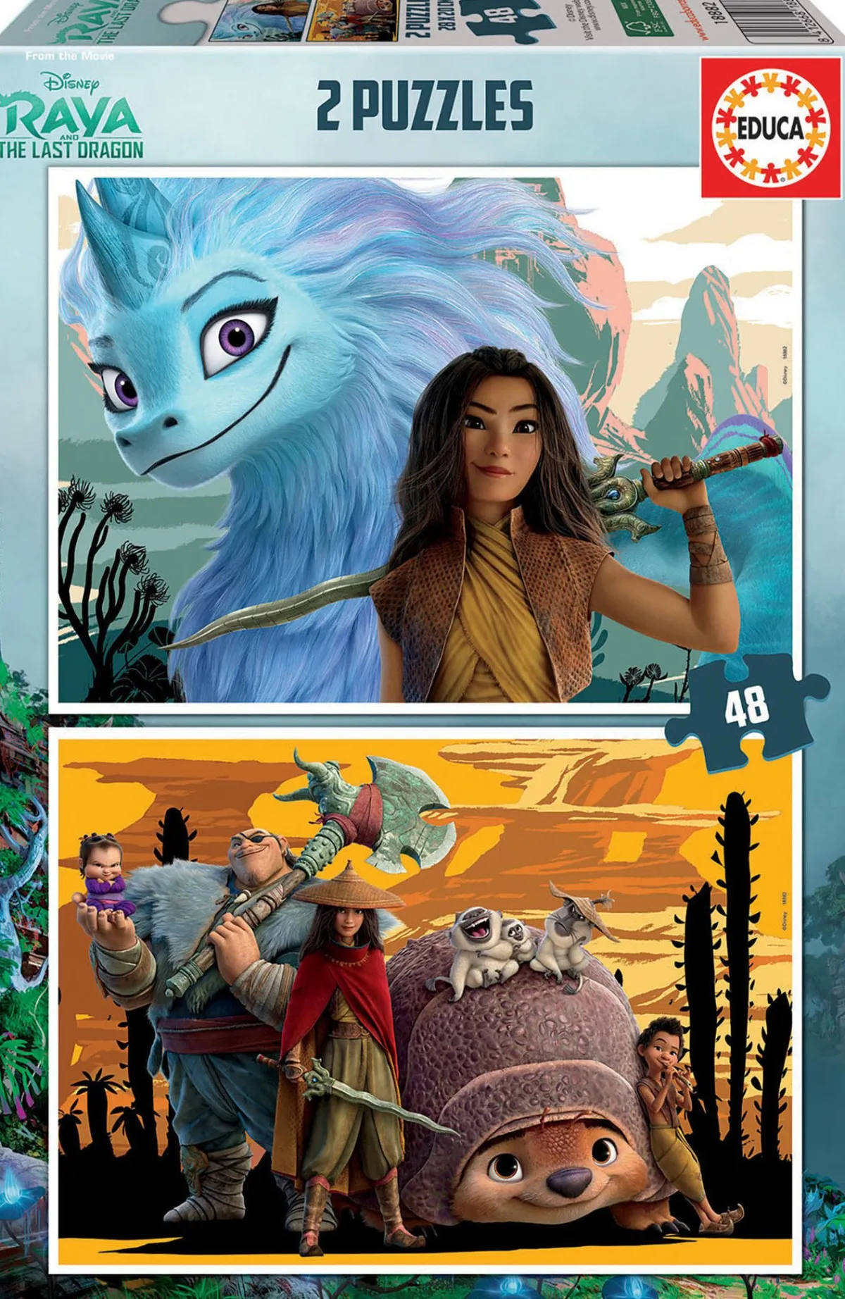 Kinderen Educa Disney, Pixar, Marvel|Legpuzzels<Raya en de laatste draak - 2 x 48 stukjes