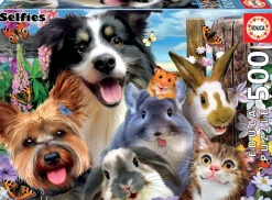 Kinderen Educa Tekening|Dieren<Selfie in de tuin - legpuzzel van 500 stukjes