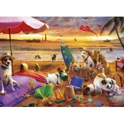 Educa Dieren|1000-1499<Spelende honden op het strand - puzzel 1000 stukjes
