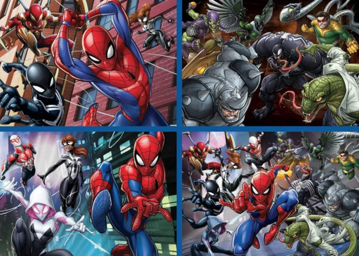 Kinderen Educa Disney, Pixar, Marvel|Legpuzzels<Spiderman - 4 puzzels van 50 / 80 / 100 / 150 stukjes