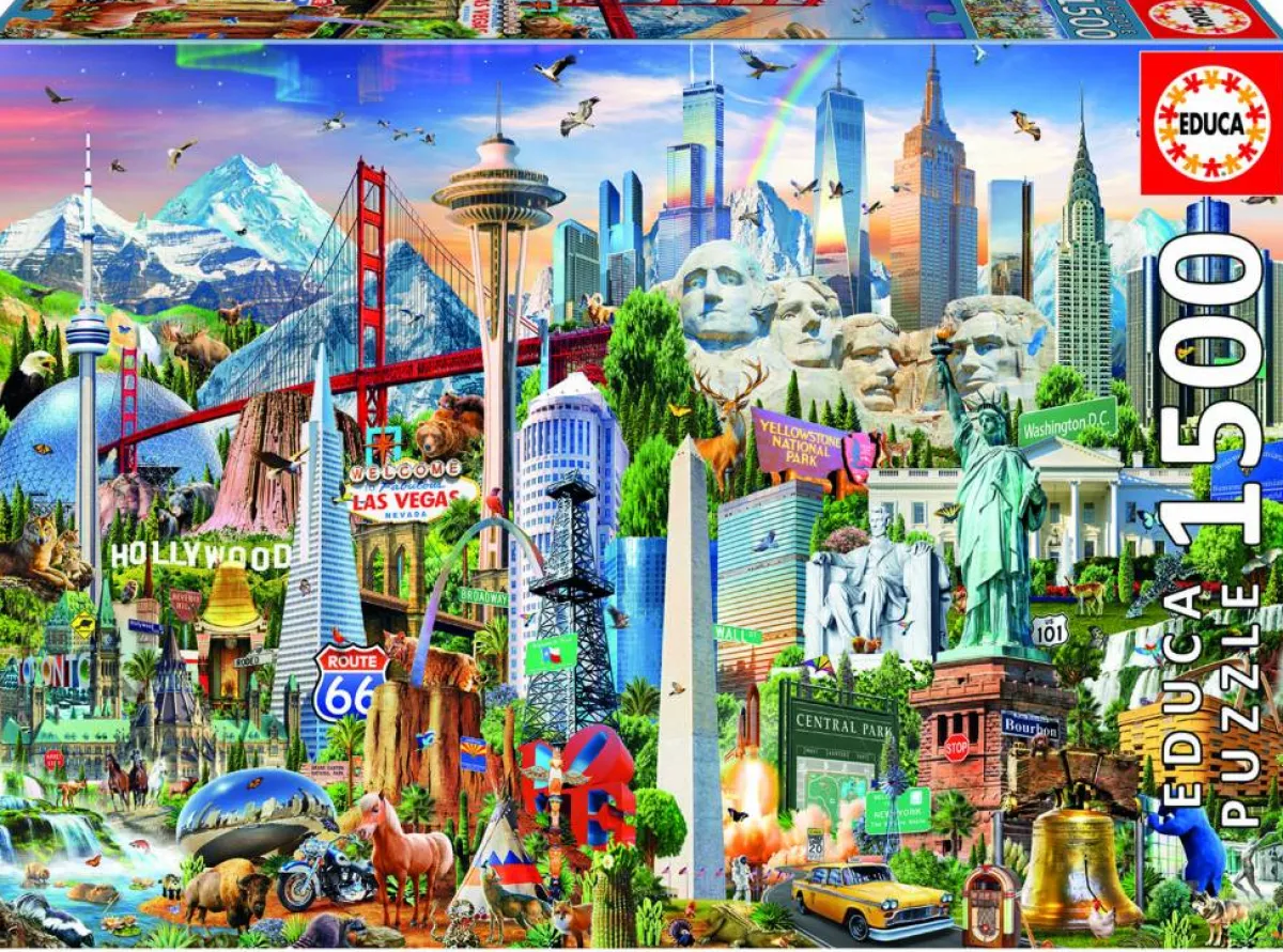 Educa Steden En Gebouwen|1500-1999<Symbolen van Noord-Amerika - legpuzzel van 1500 stukjes