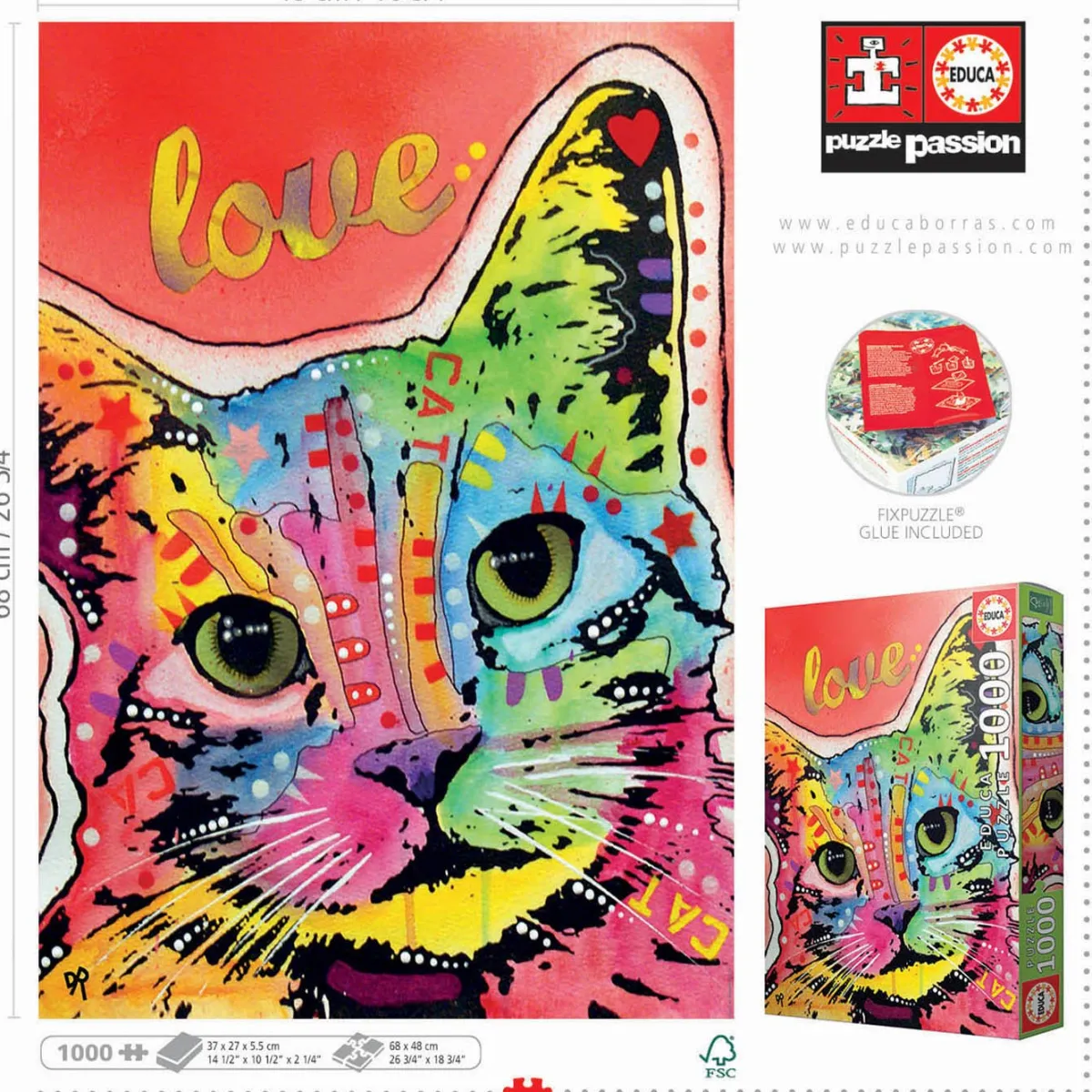 Educa Kunst En Cultuur|1000-1499<Tilt Cat Love - Dean Russo - puzzel 1000 stukjes