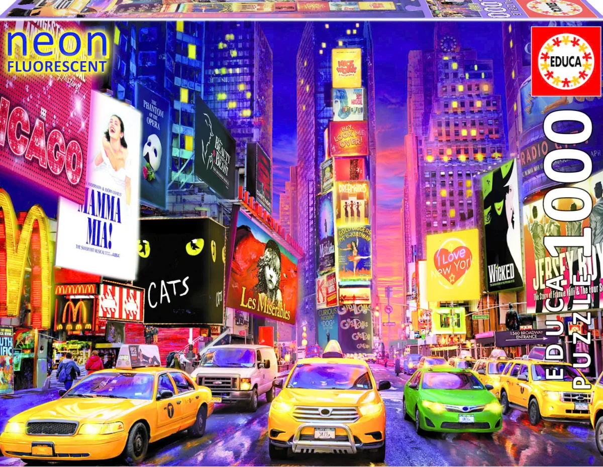 Educa Puzzel + Extra Item|Steden En Gebouwen<Times Square - Glow in the Dark - puzzel 1000 stukjes