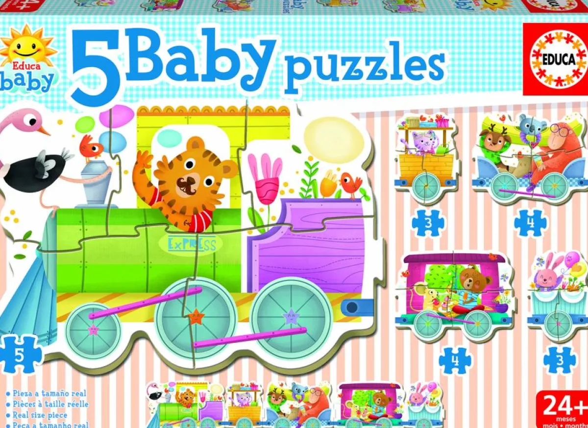 Kinderen Educa Tekening|Legpuzzels<Trein met dieren - puzzel van 19 stukjes