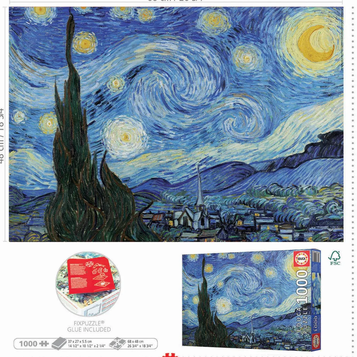 Educa Kunst En Cultuur|1000-1499<Vincent van Gogh - Sterrennacht - puzzel 1000 stukjes