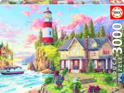 Educa Tekening|Landschappen<Vuurtoren bij de oceaan - puzzel van 3000 stukjes