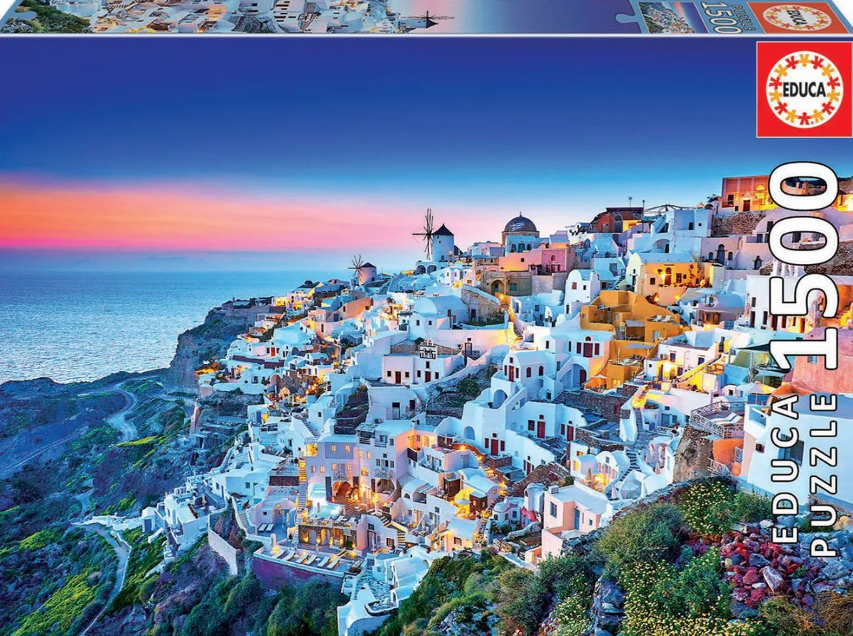 Educa Landschappen|Steden En Gebouwen<Zonsondergang in Santorini - legpuzzel van 1500 stukjes
