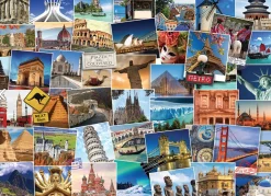 Eurographics Puzzles Kunst En Cultuur|Landschappen<Globetrotter - Wereld - Collage - puzzel van 1000 stukjes