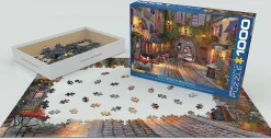 Eurographics Puzzles Kunst En Cultuur|Steden En Gebouwen<Voetgangersstraatje in Frankrijk - puzzel van 1000 stukjes
