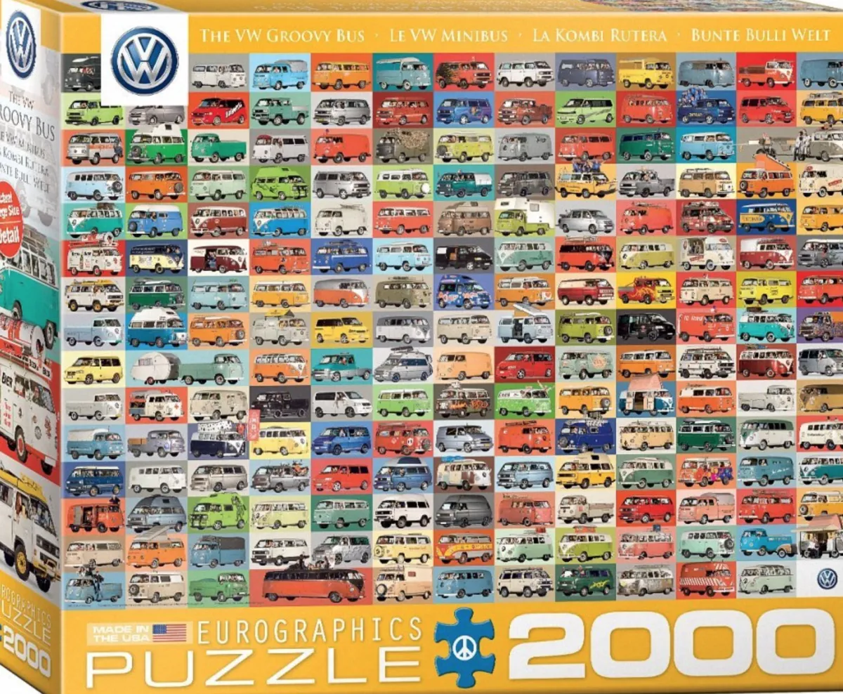 Eurographics Puzzles Kunst En Cultuur|2000 En Meer<Volkswagen Groovy Bus - Collage - puzzel van 2000 stukjes