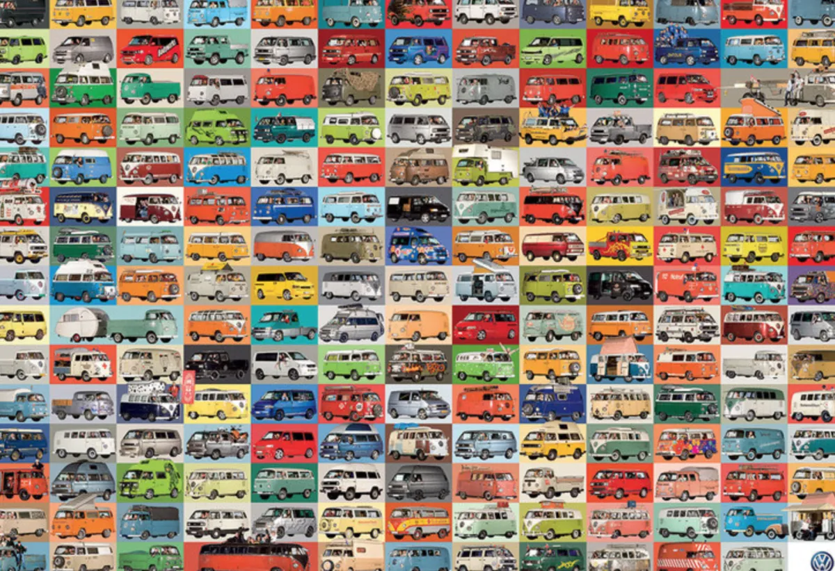 Eurographics Puzzles Kunst En Cultuur|2000 En Meer<Volkswagen Groovy Bus - Collage - puzzel van 2000 stukjes
