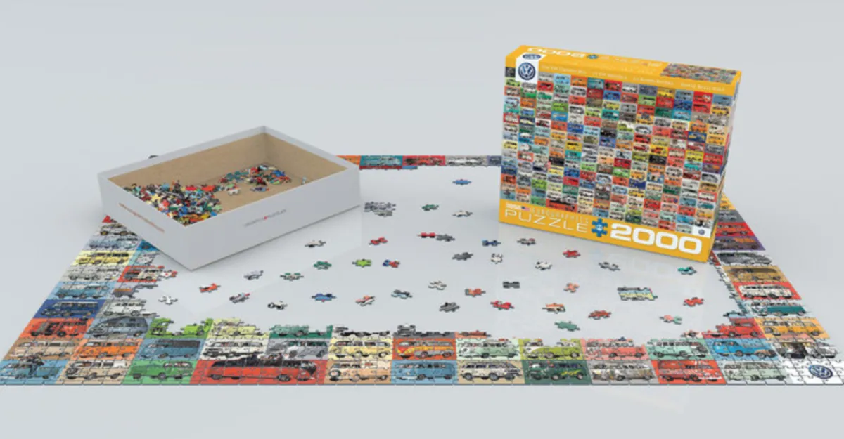 Eurographics Puzzles Kunst En Cultuur|2000 En Meer<Volkswagen Groovy Bus - Collage - puzzel van 2000 stukjes