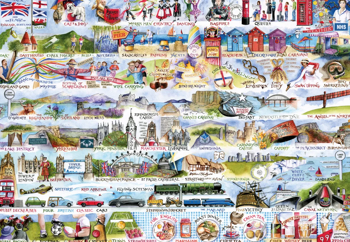 Gibsons Tekening|2000 En Meer<Cream Teas & Queuing - puzzel van 2000 stukjes