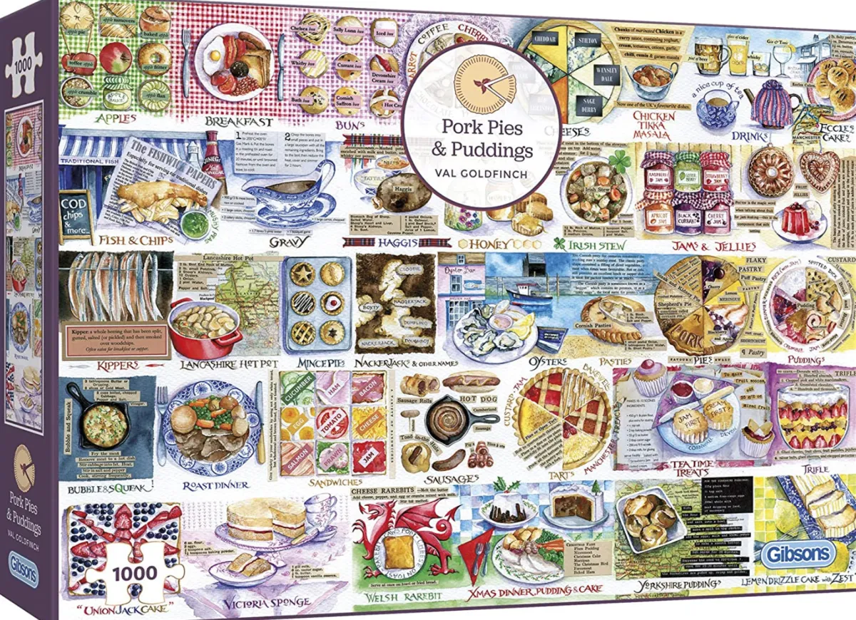 Gibsons Tekening|1000-1499<Pork Pies and Puddings - puzzel van 1000 stukjes