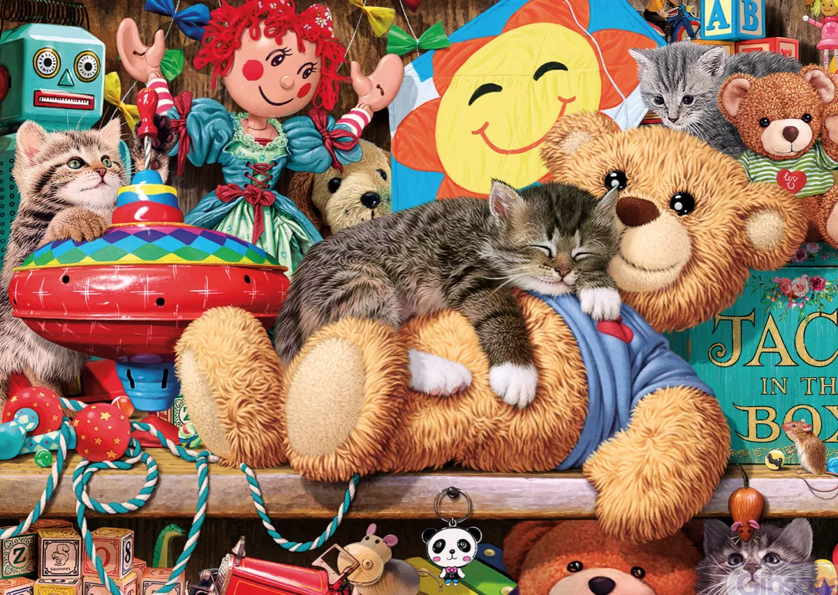 Gibsons Tekening|100-499<Snoozing on the ted - puzzel van 250XL stukjes