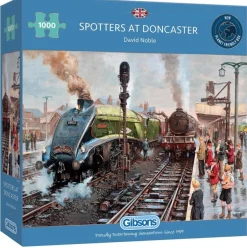 Gibsons Tekening|1000-1499<Treinspotters in Doncasters - puzzel van 1000 stukjes