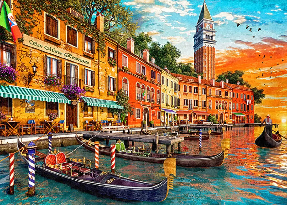Gibsons Tekening|Steden En Gebouwen<Zonsondergang bij San Marco - puzzel van 1000 stukjes