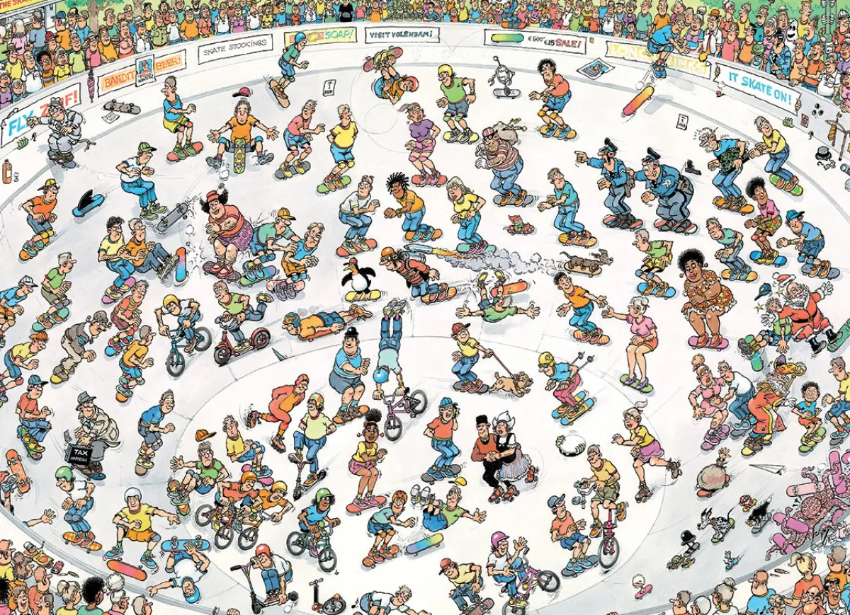 Jumbo 1000-1499<Skateboarden in de bowl - Jan van Haasteren - 1000 stukjes