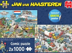 Jumbo Tekening|1000-1499<Ter Land, ter Zee en in de Lucht / Verkeerschaos- JvH - 2 puzzels van 1000 stukjes
