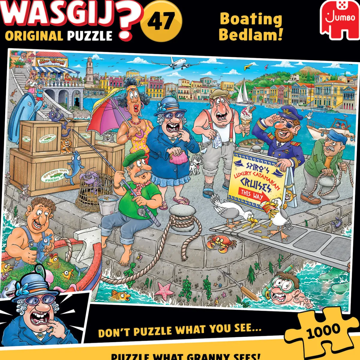 Jumbo Tekening|1000-1499<Wasgij Original 47 - De boot in! - 1000 stukjes