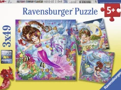 Kinderen Ravensburger Tekening|Legpuzzels<Betoverende zeemeerminnen - 3 puzzels van 49 stukjes