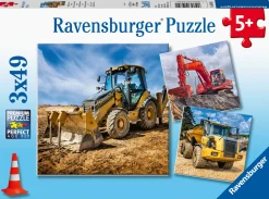 Kinderen Ravensburger Tekening|Legpuzzels<Bouwvoertuigen - 3 puzzels van 49 stukjes