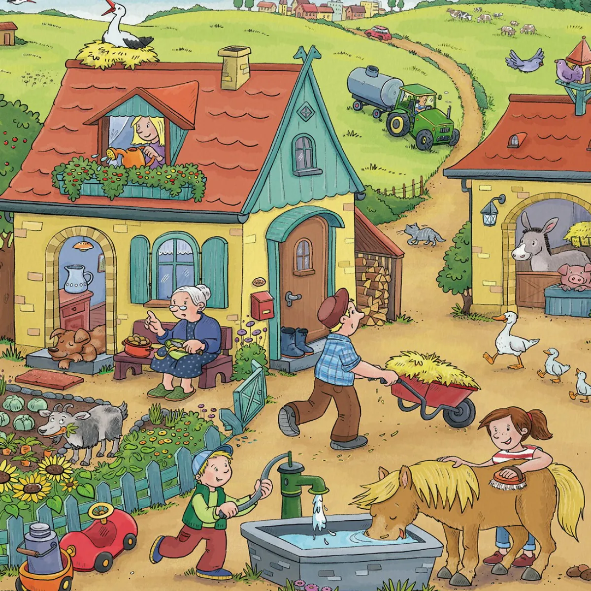 Kinderen Ravensburger Tekening|Legpuzzels<De boerderij - 3 puzzels van 49 stukjes