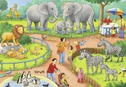 Kinderen Ravensburger Dieren|Legpuzzels<Een dag in de dierentuin - 2 puzzels van 24 stukjes