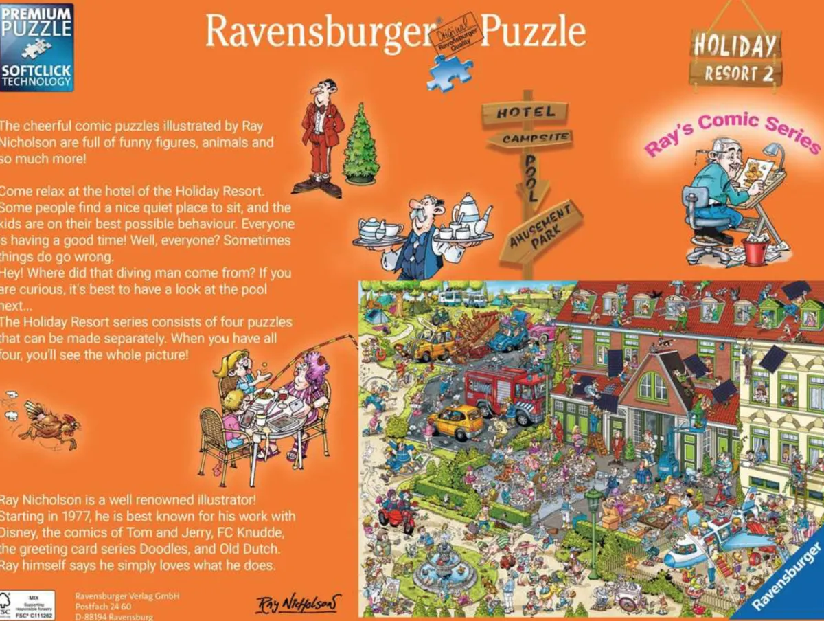 Ravensburger Tekening|Steden En Gebouwen<Het Hotel - Ray Nicholson - puzzel van 1000 stukjes